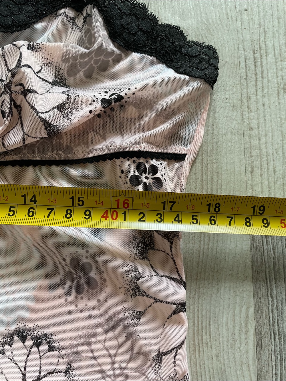 Pink and Black Floral Lace-Trim Cami-La Vie en Rose-size XL - Picture 8 of 8